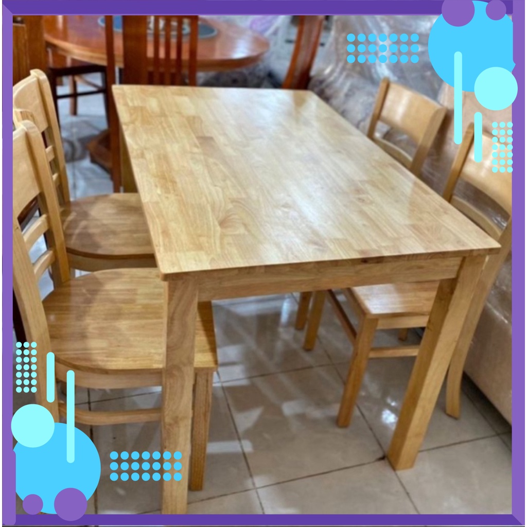 Bộ bàn ăn cơm 4 ghế Cabin mặt gỗ - bàn ăn gỗ đương nhiên - bh 12 THÁNG