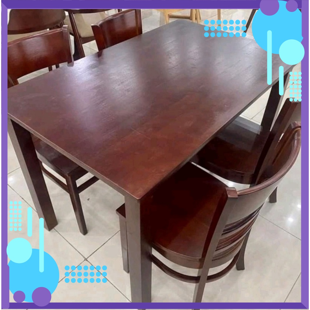 Bộ bàn ăn cơm 4 ghế Cabin mặt gỗ - bàn ăn gỗ đương nhiên - bh 12 THÁNG