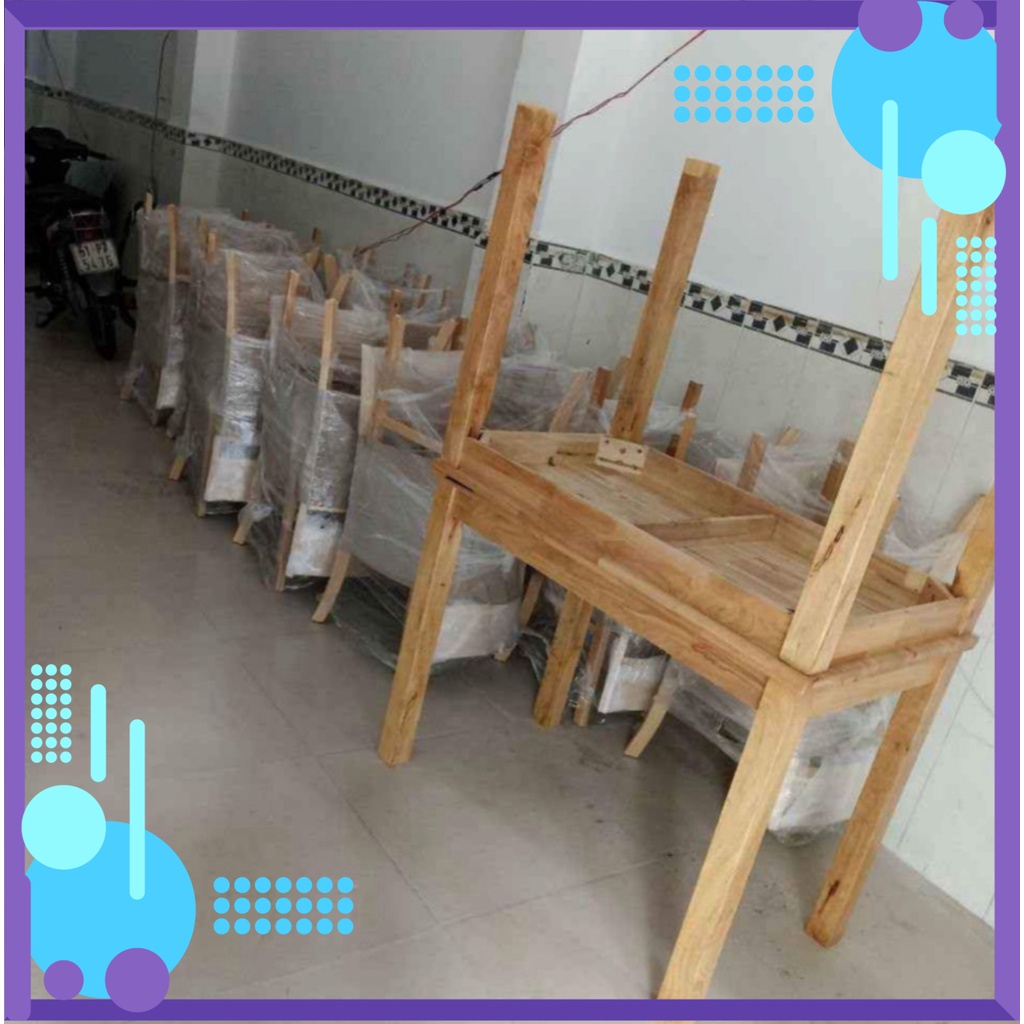 Bộ bàn ăn cơm 4 ghế Cabin mặt gỗ - bàn ăn gỗ đương nhiên - bh 12 THÁNG