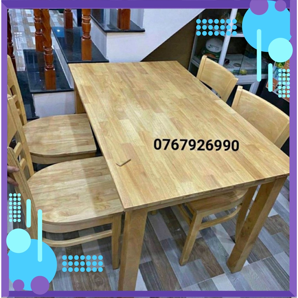 Bộ bàn ăn cơm 4 ghế Cabin mặt gỗ - bàn ăn gỗ đương nhiên - bh 12 THÁNG