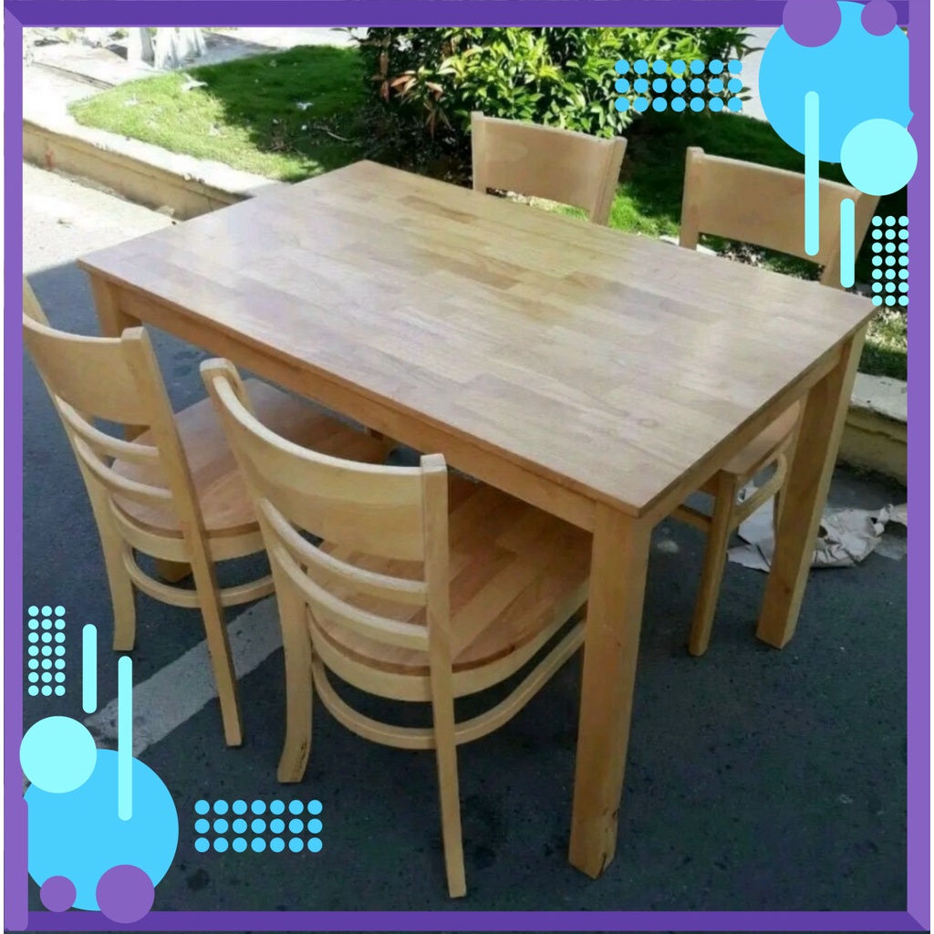 Bộ bàn ăn cơm 4 ghế Cabin mặt gỗ - bàn ăn gỗ đương nhiên - bh 12 THÁNG