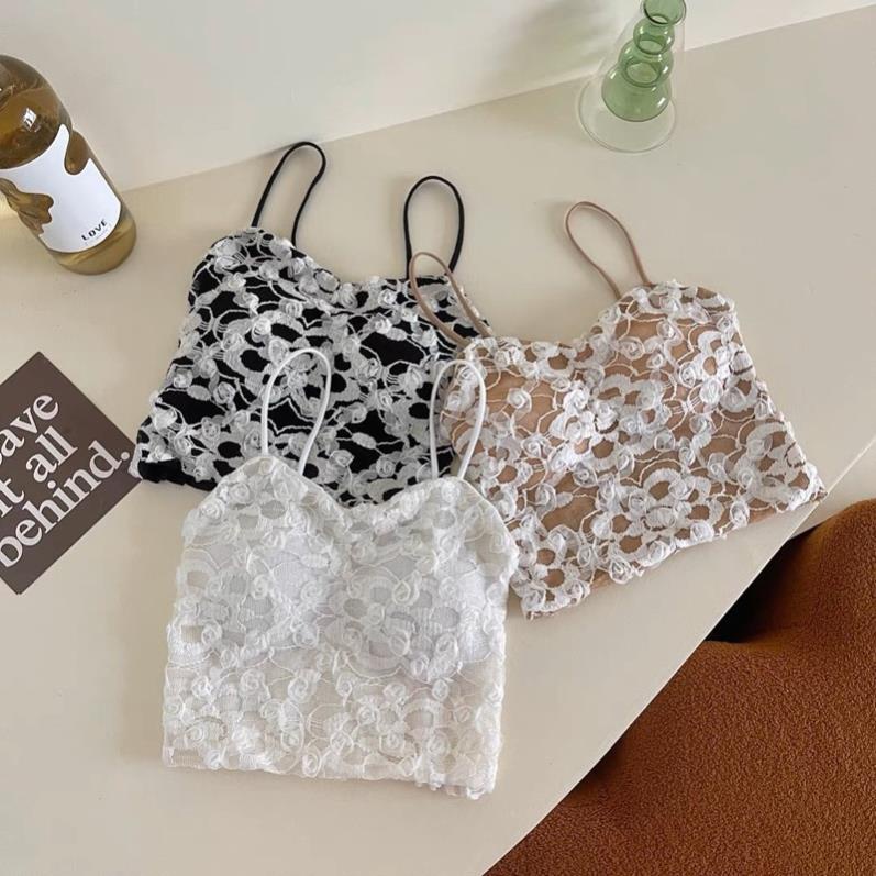 Áo Bra Nữ 2 Dây Hoa Nổi Có Đệm Ngực Trend Mới Softie 1003