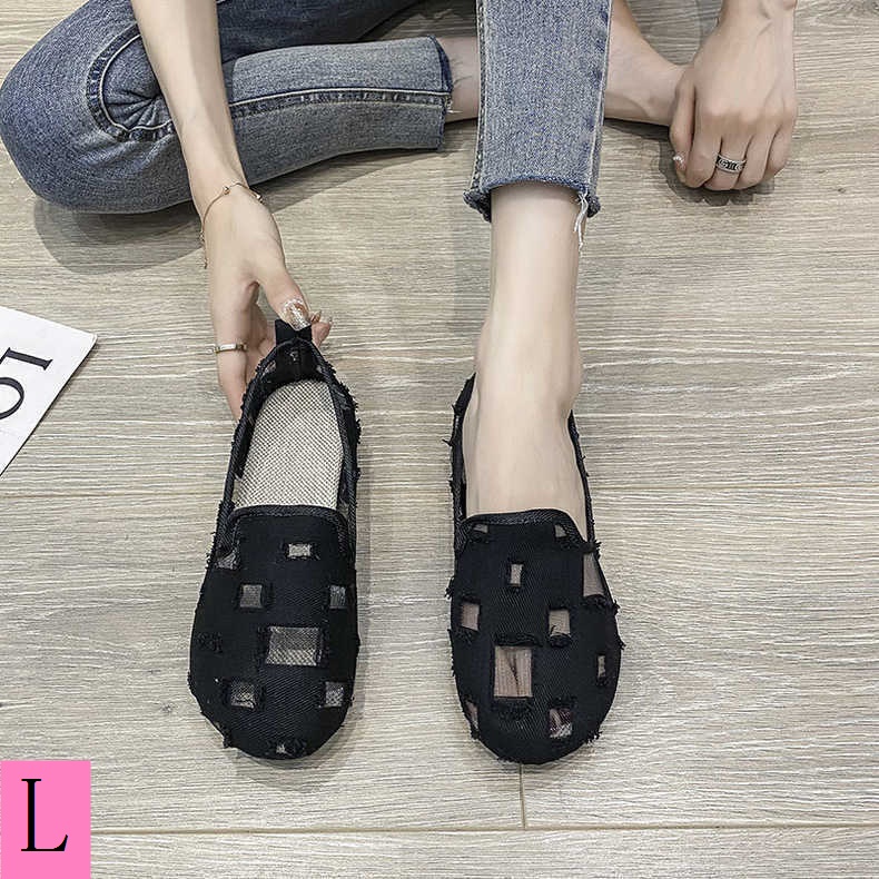 Giày Búp Bê Vải Đục Lỗ Thoáng Khí Có Size Lớn 35-43 41 42 Thời Trang Dành Cho Nữ