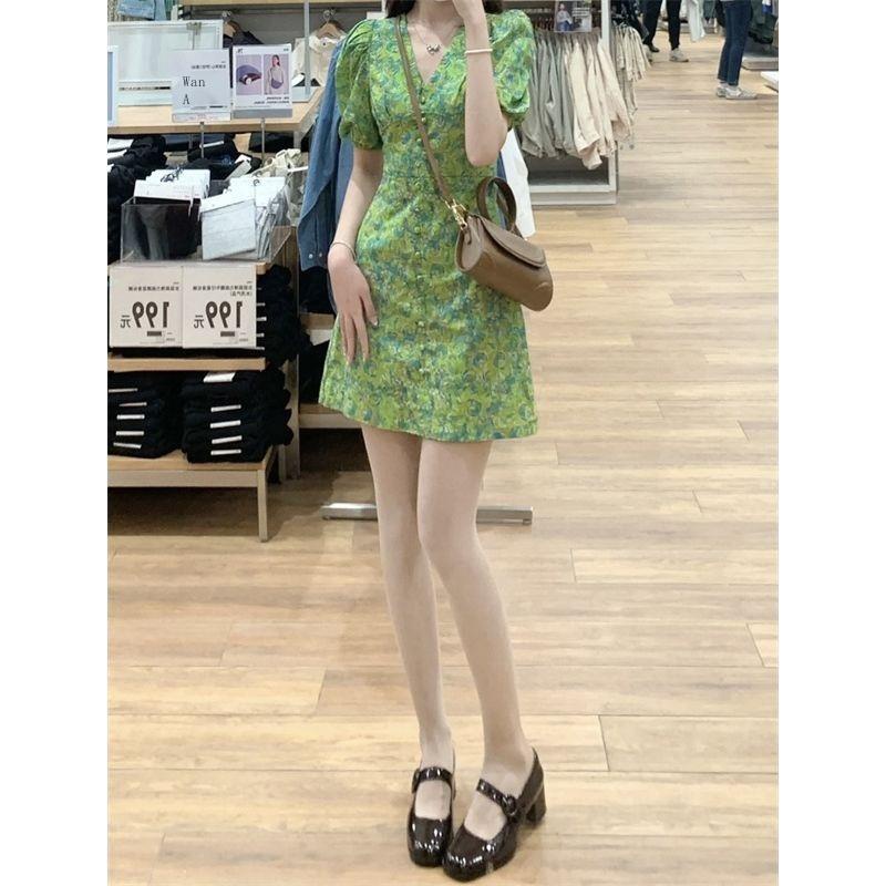 Đầm Tay Phồng Dáng Ngắn Phong Cách Hàn Quốc Thời Trang Mùa Hè Xinh Xắn Cho Nữ