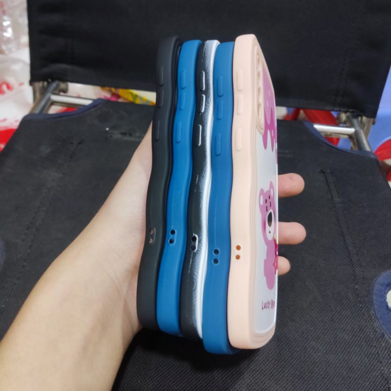 Ốp lưng Samsung A50 dẻo viền lượng sóng lưng in hình gấu dâu có bảo vệ camera