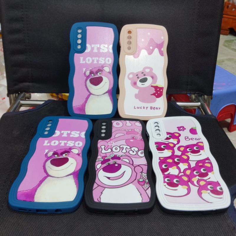 Ốp lưng Samsung A50 dẻo viền lượng sóng lưng in hình gấu dâu có bảo vệ camera