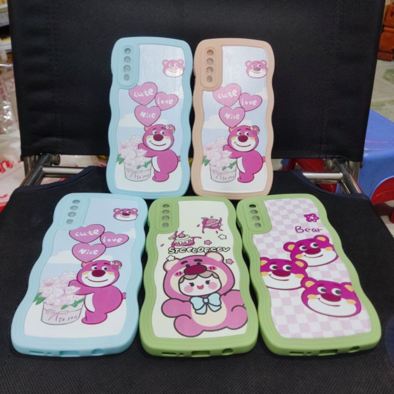 Ốp lưng Samsung A50 dẻo viền lượng sóng lưng in hình gấu dâu có bảo vệ camera