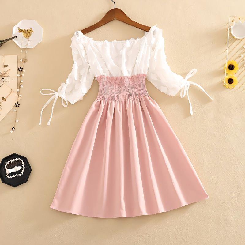 Đầm Dài Qua Gối Cổ Tròn Thiết Kế Mới Ngọt Ngào Thời Trang Dành Cho Mùa Hè