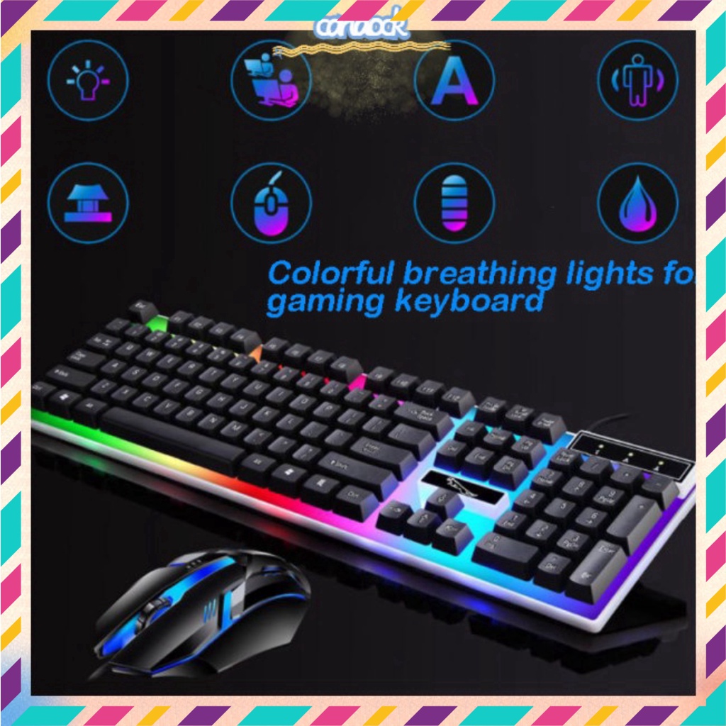 Bàn phím giả cơ gaming G21 kèm chuột có dây với đèn Led 7 màu chuyên dùng cho máy tính PC và Laptop chuột không dây | BigBuy360 - bigbuy360.vn