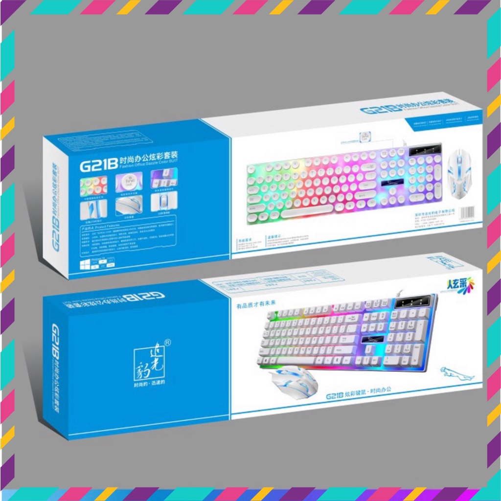 Bàn phím giả cơ gaming G21 kèm chuột có dây với đèn Led 7 màu chuyên dùng cho máy tính PC và Laptop chuột không dây | BigBuy360 - bigbuy360.vn