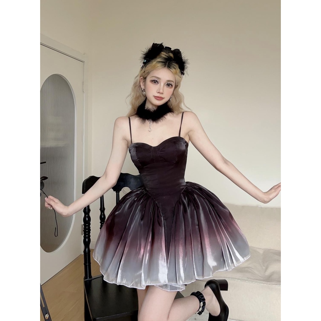 Mxi Đầm tutu Hai Dây Ôm Eo Thời Trang Mùa Hè Quyến Rũ Cho Nữ