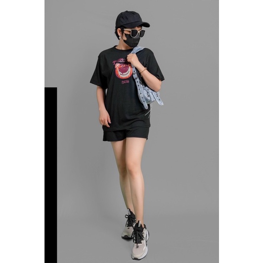 Sét Bộ Thun TAY NGẮN GẤU DÂU THREESUNS HOME BEER, Chất Thun Cotton co giãn chiều, form rộng thoải mái .UN