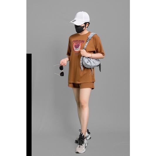 Sét Bộ Thun TAY NGẮN GẤU DÂU THREESUNS HOME BEER, Chất Thun Cotton co giãn chiều, form rộng thoải mái .UN