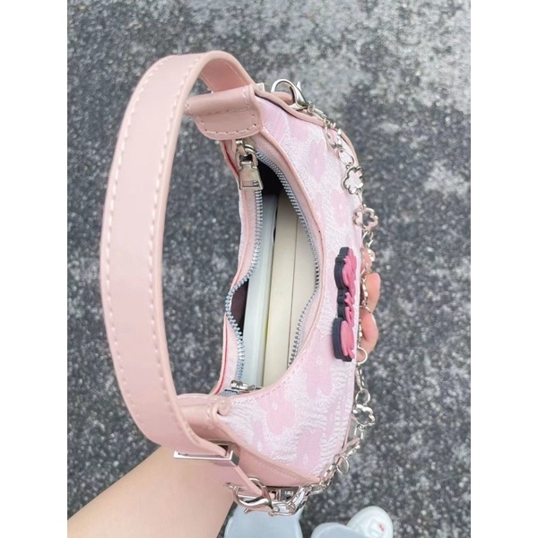 Túi xách tay túi kẹp vai màu hồng barbie