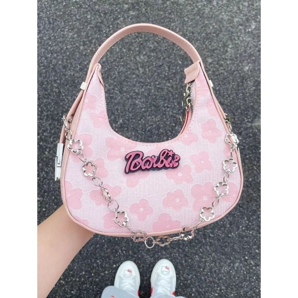 Túi xách tay túi kẹp vai màu hồng barbie
