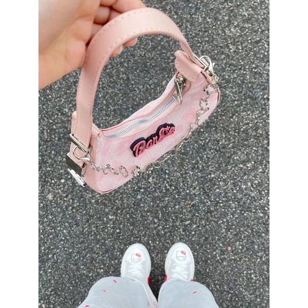 Túi xách tay túi kẹp vai màu hồng barbie