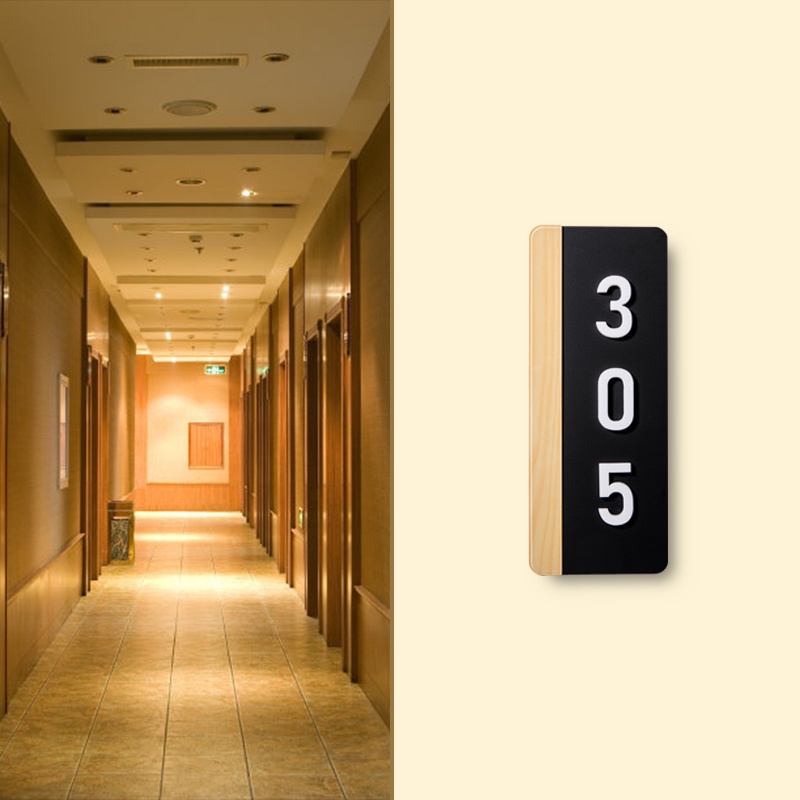 Biển Số Nhà Bằng Gỗ Acrylic Tùy Chỉnh Cho Phòng Khách Sạn / Ký Túc Xá / Phòng Ngủ