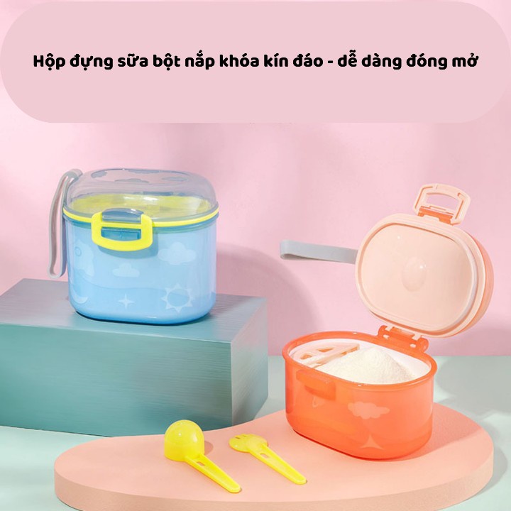 Hộp Đựng Sữa Bột Kèm Thìa Gạt Tiện Dụng Hộp Đựng Sữa Cho Bé Khi Đi Chơi, Đi Du Lịch, Chống Thấm Nước