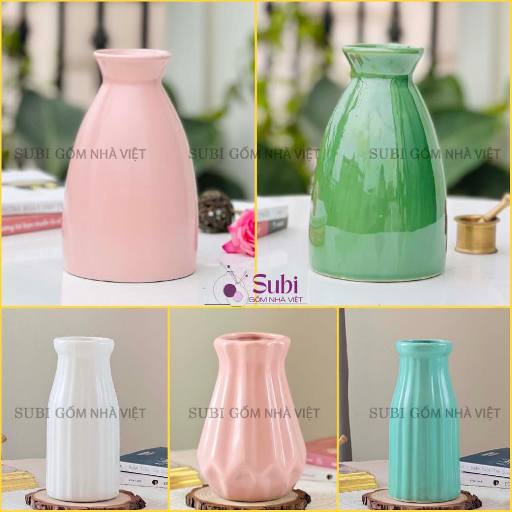 Bình Hoa Gốm Sứ Bát Tràng Cỡ Nhỏ 18 Cm - Bình Hoa Để Bàn Xinh Xắn - Decor Trang Trí Nhiều Màu (Không Bao Gồm Hoa)