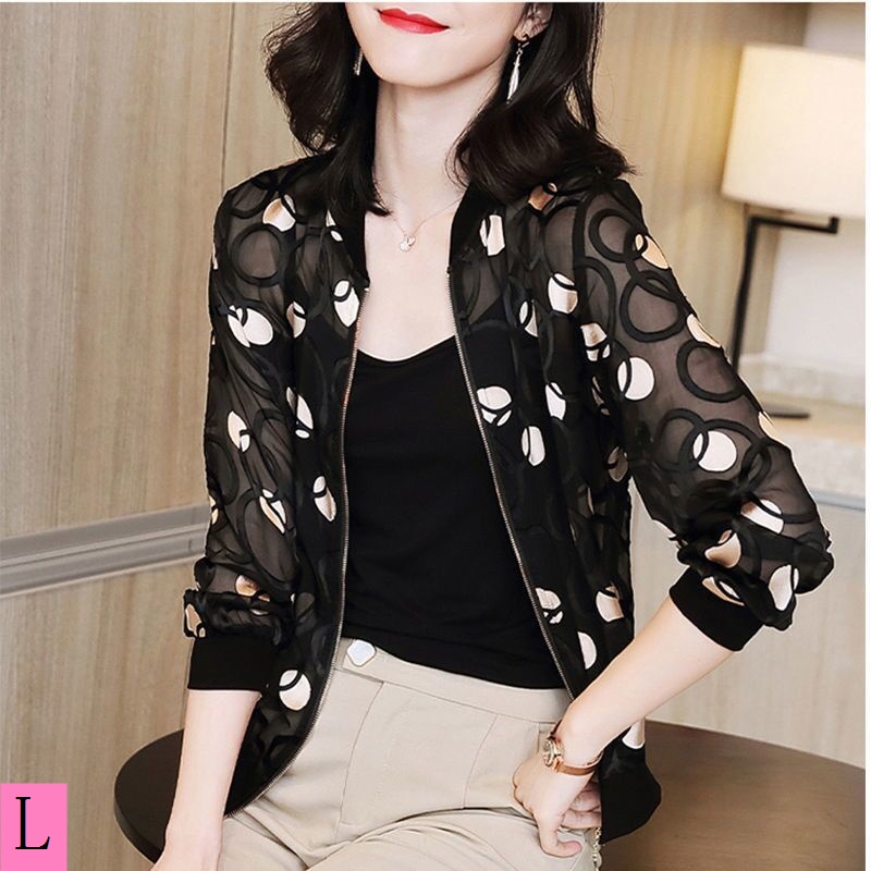 Áo Khoác Bóng Chày Chiffon Tay Dài Nhẹ Nhàng Có Khóa Kéo Phong Cách Mới 2023 Cho Nữ