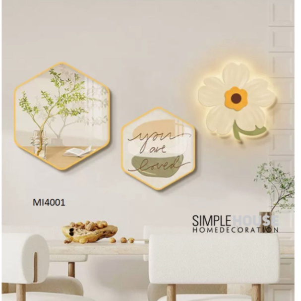 Bộ Tranh Tráng Gương Tích Hợp đèn LED - Bộ 3 món, Trang Trí Tường Nhà, Công Nghệ In UV  - Simple House. .