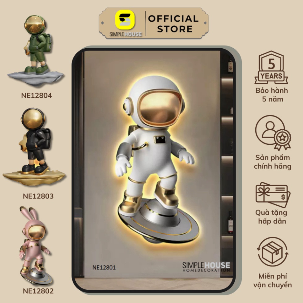 Bộ Tranh Đèn Led - Phi Hành Gia . Treo Tường, Trang Trí Nhà Cửa, Phòng Khách , Phòng Làm Việc, Cửa Hàng - Simple House