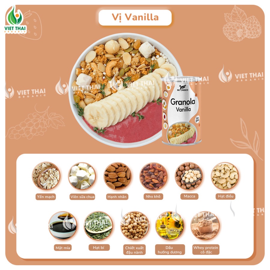 Ngũ Cốc Granola Giảm Cân Ăn Kiêng Mix Sữa Chua Sấy Khô Siêu Ngon Befresco (300G)