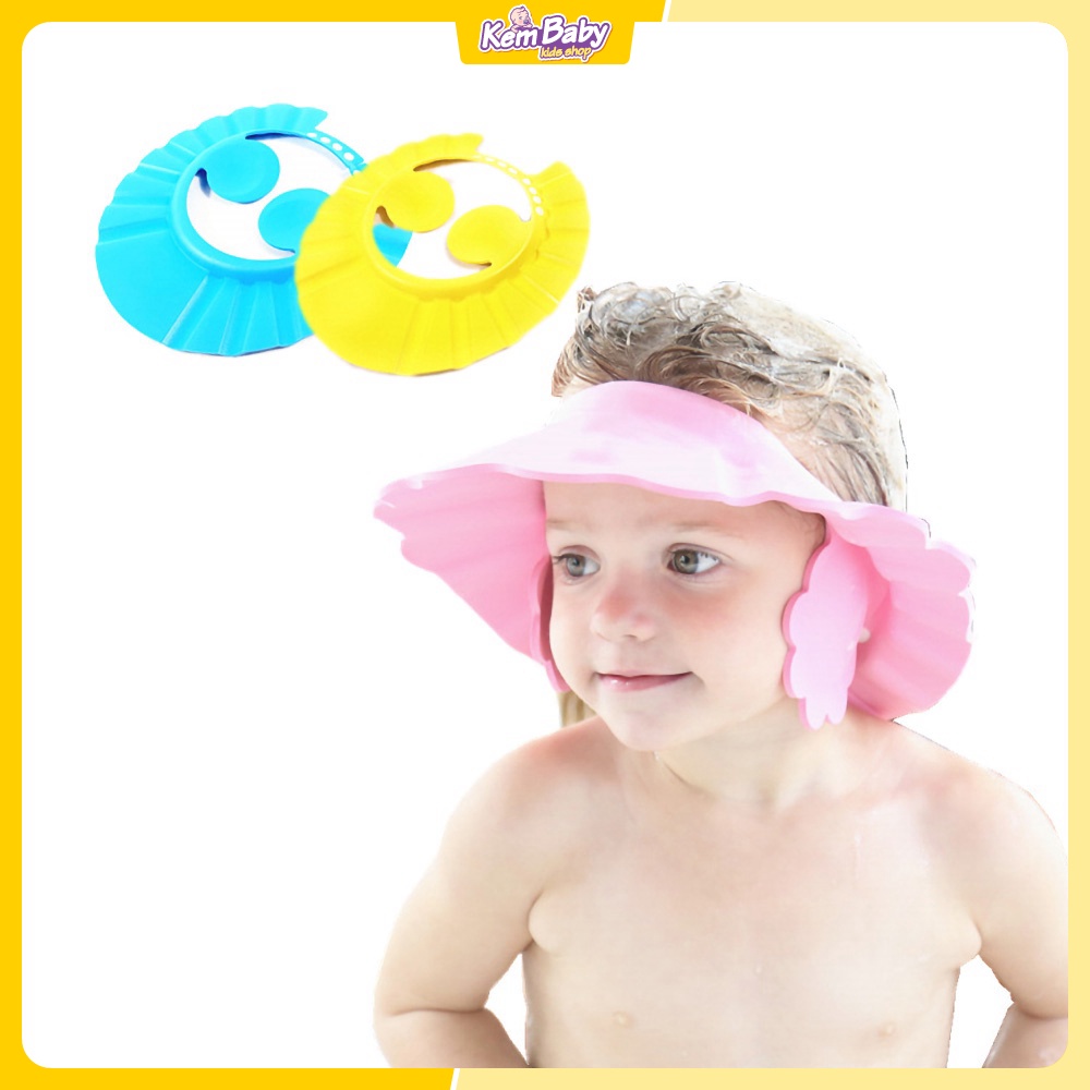 Mũ chắn nước gội đầu cho bé, nón gội đầu chắn nước cho bé hình gấu đáng yêu