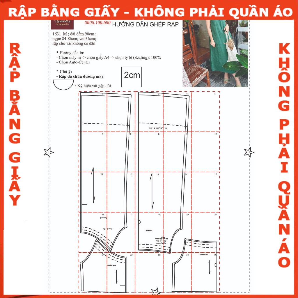 Rập giấy may đầm yếm mã 473 - Bản vẽ