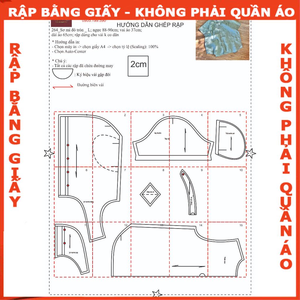 Rập giấy may áo mã 264 - Bản vẽ