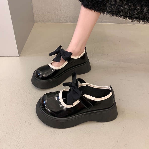 Giày da nơ kiểu retro-2023 mẫu mới giầy oxford nữ