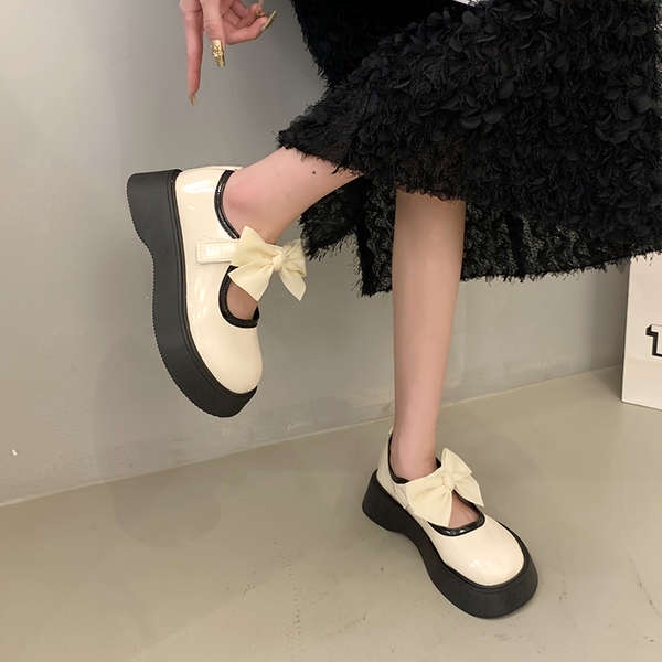 Giày da nơ kiểu retro-2023 mẫu mới giầy oxford nữ