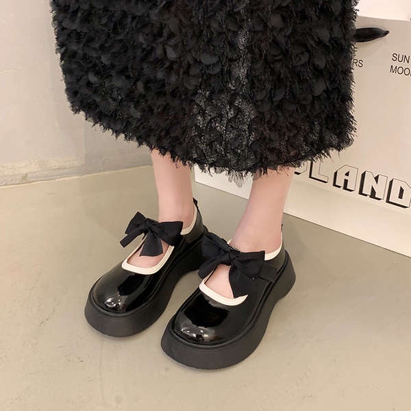 Giày da nơ kiểu retro-2023 mẫu mới giầy oxford nữ