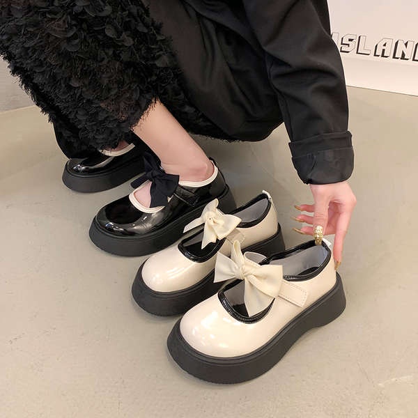 Giày da nơ kiểu retro-2023 mẫu mới giầy oxford nữ