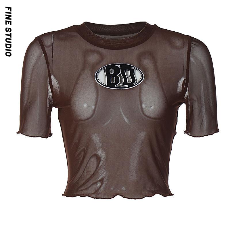 Áo Thun Tay Ngắn Cổ Tròn Thêu Chữ Phong Cách Mới Dành Cho Nữ