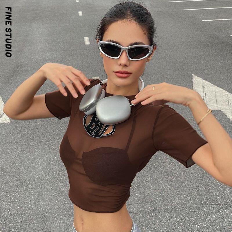 Áo Thun Tay Ngắn Cổ Tròn Thêu Chữ Phong Cách Mới Dành Cho Nữ