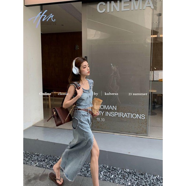 Áo Denim Không Tay Lệch Vai Thời Trang Mùa Hè Dành Cho Nữ