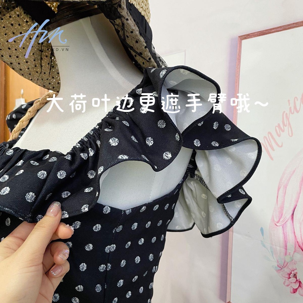 Đầm Dài Cổ Vuông Họa Tiết Chấm Bi Thời Trang Mùa Hè 2023 Mới Phong Cách Pháp Cho Nữ