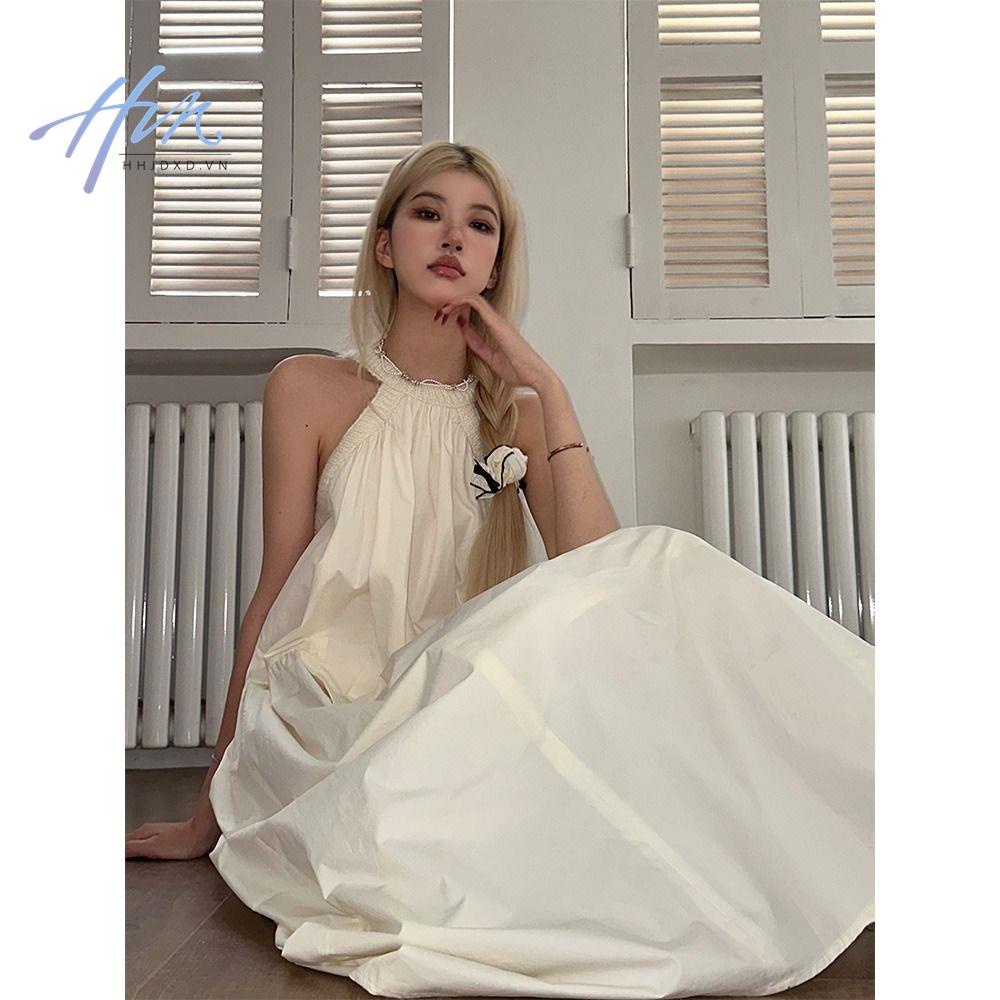 Đầm Hai Dây Dáng Dài Màu Sáng Cao Cấp Phong Cách Hàn Quốc Ngọt Ngào Sang Trọng Niche