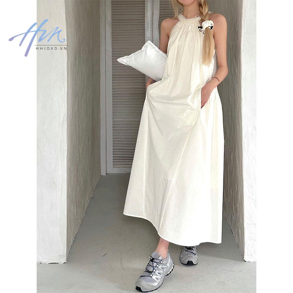 Đầm Hai Dây Dáng Dài Màu Sáng Cao Cấp Phong Cách Hàn Quốc Ngọt Ngào Sang Trọng Niche