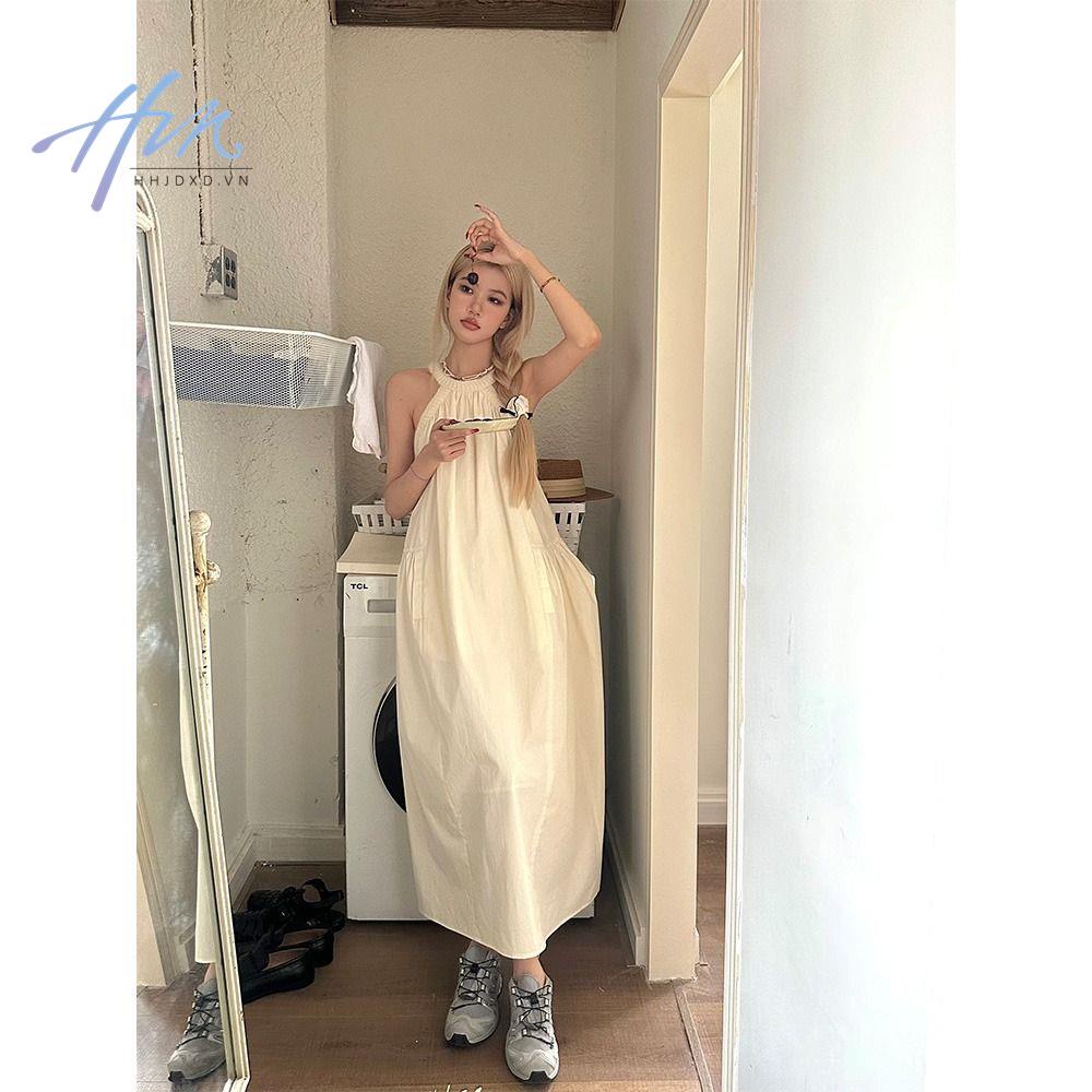 Đầm Hai Dây Dáng Dài Màu Sáng Cao Cấp Phong Cách Hàn Quốc Ngọt Ngào Sang Trọng Niche