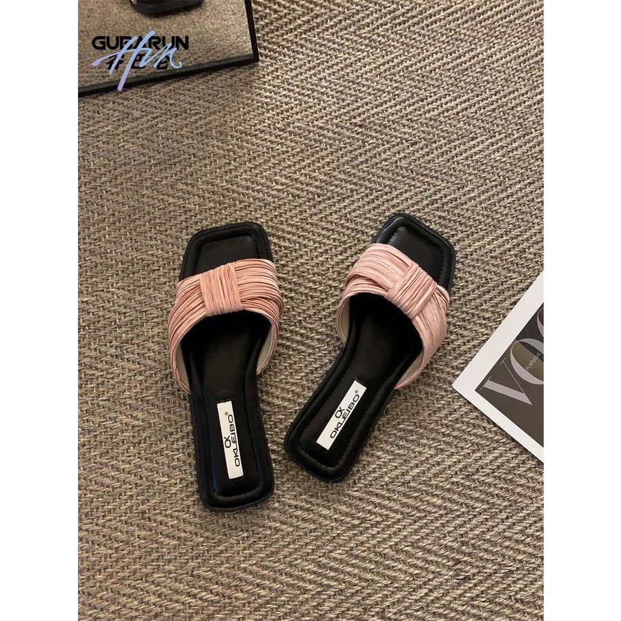 Sandal Mũi Vuông Đế Bằng Thiết Kế Mới Thời Trang Mùa Xuân Hè 2023 Dành Cho Nữ