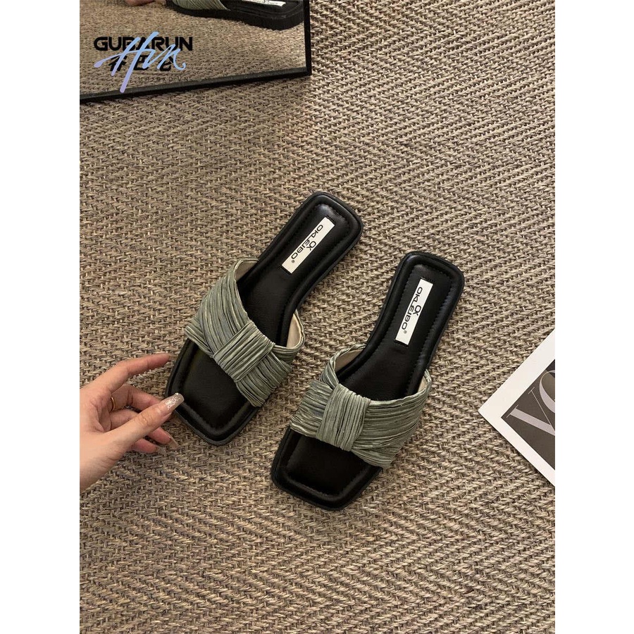 Sandal Mũi Vuông Đế Bằng Thiết Kế Mới Thời Trang Mùa Xuân Hè 2023 Dành Cho Nữ