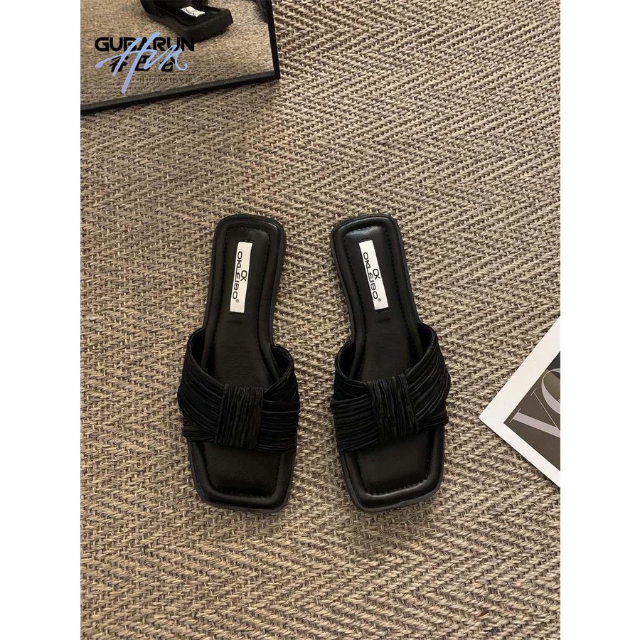 Sandal Mũi Vuông Đế Bằng Thiết Kế Mới Thời Trang Mùa Xuân Hè 2023 Dành Cho Nữ