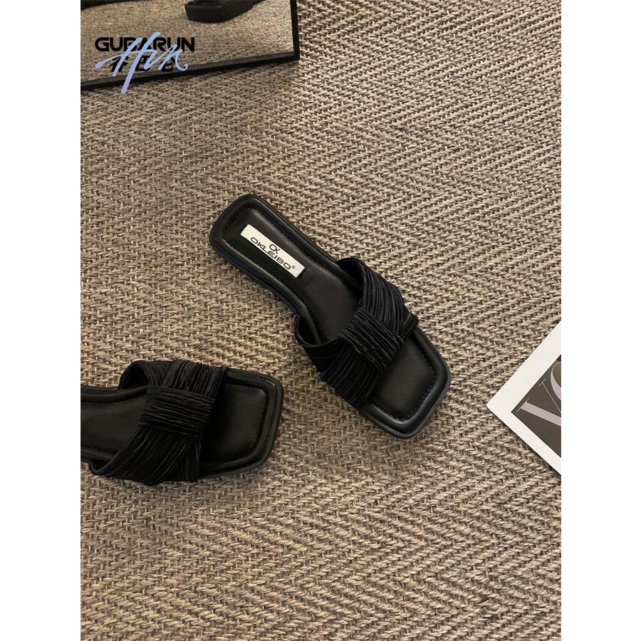 Sandal Mũi Vuông Đế Bằng Thiết Kế Mới Thời Trang Mùa Xuân Hè 2023 Dành Cho Nữ