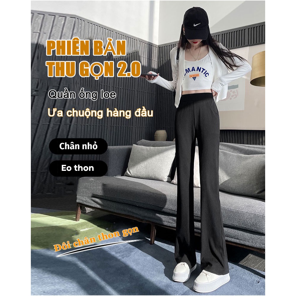 Quần Ống Loe Chất Vải Thun Len Loại Đẹp Form Dáng Dài, Suông Mượt Tôn Dáng Mặc Mát Mẻ Sang Trọng MAITREYA