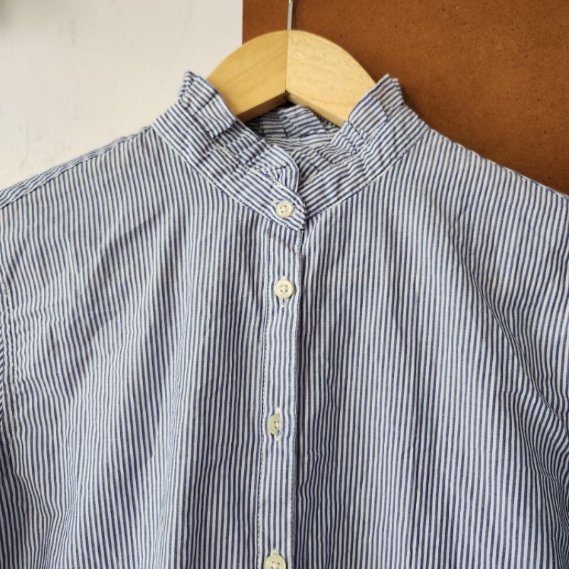 Áo sơ mi xanh kẻ sọc vintage hiệu Earth Ecology & Music - em và nắng