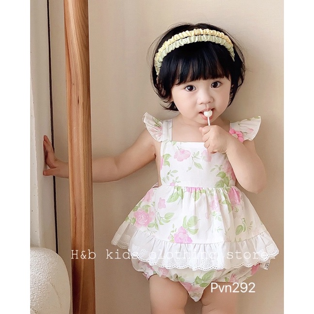 Set bộ hoa hồng cánh tiên khoét eo siêu xinh cho bé gái