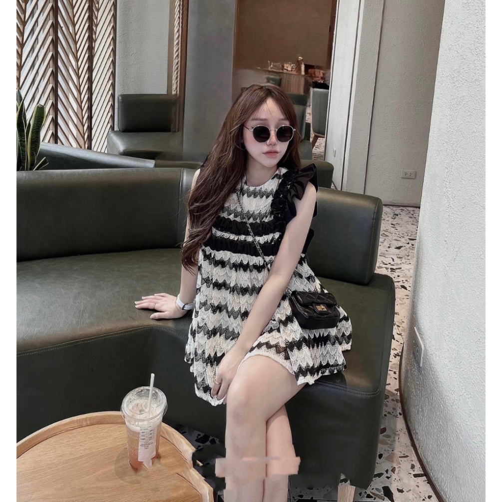 Set Ren Phối Đen Trắng Siêu Hot, Chất Ren Sịn May 2 Lớp Không Lo Ngứa