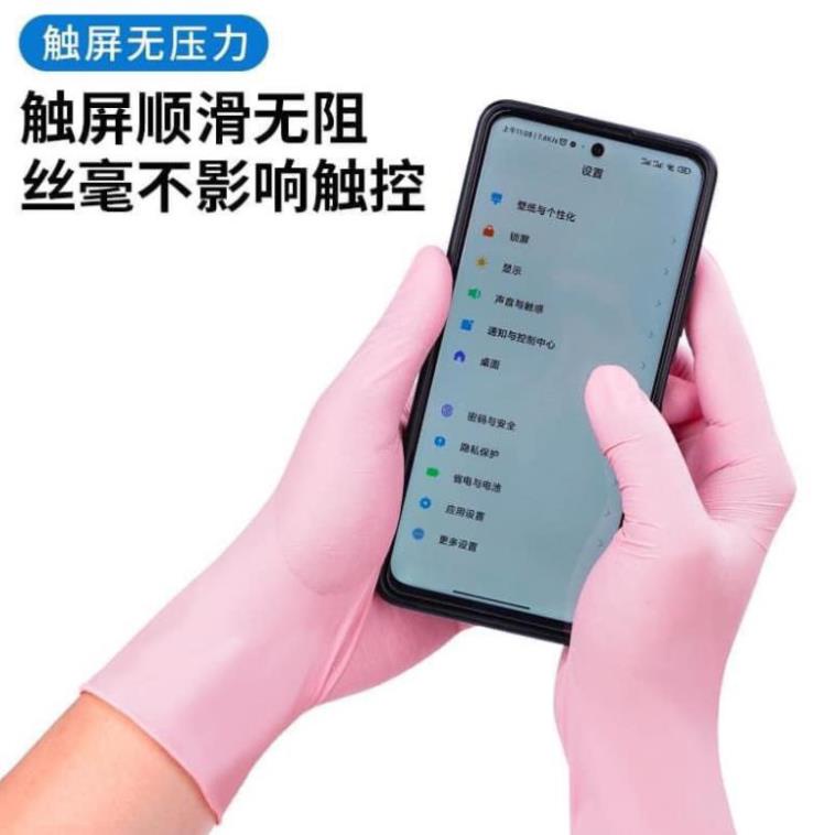 Găng Tay Cao Su Hộp 100 Chiếc Màu Hồng Siêu Dai Đầu Ngón Tay Có Nhám  Giadung12